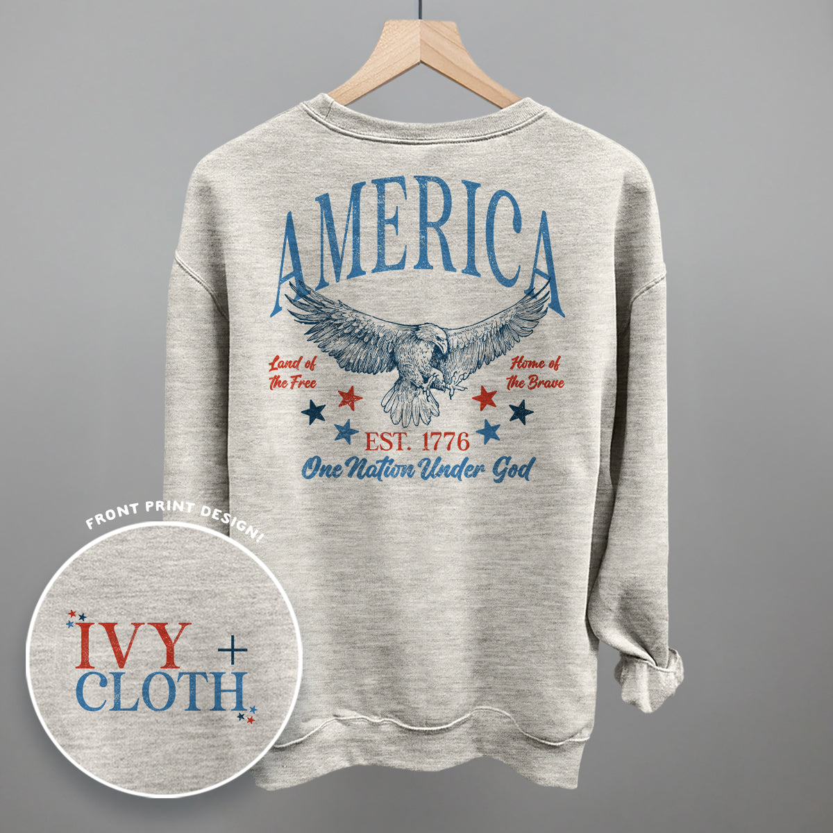 America Red & Blue Eagle (Back Print) - Ivy + Cloth - Flyclothing LLC