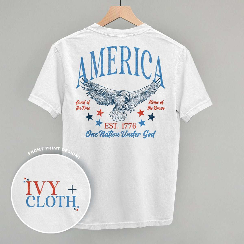 America Red & Blue Eagle (Back Print) - Ivy + Cloth - Flyclothing LLC