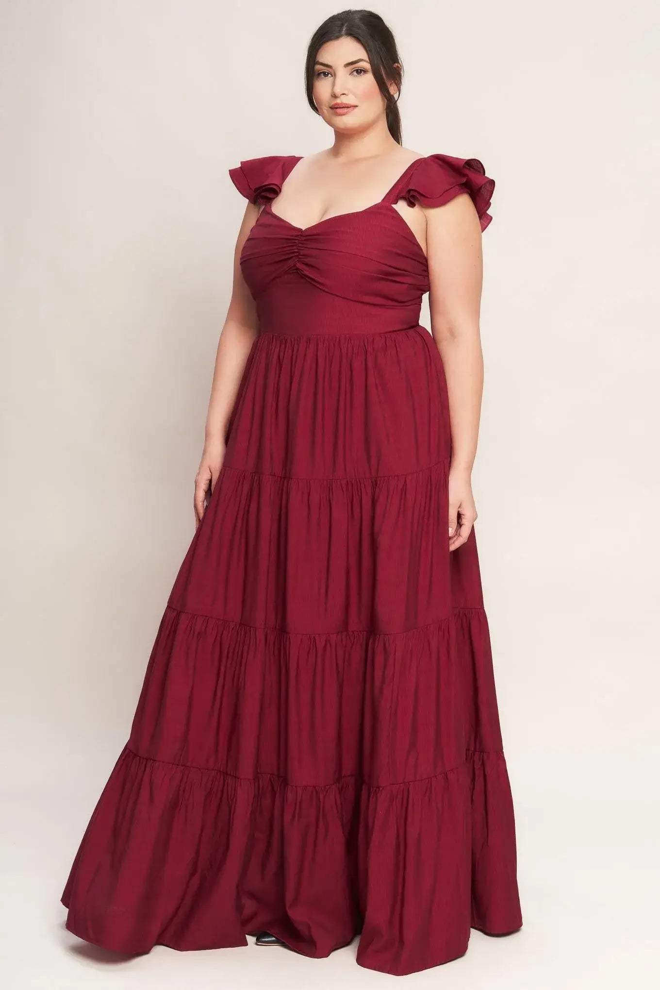 SUMMER MILK DEEP RED WOVEN MAXI DRESS - Flying Tomato - Flyclothing LLC