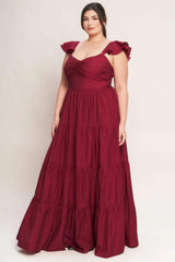 SUMMER MILK DEEP RED WOVEN MAXI DRESS - Flying Tomato - Flyclothing LLC