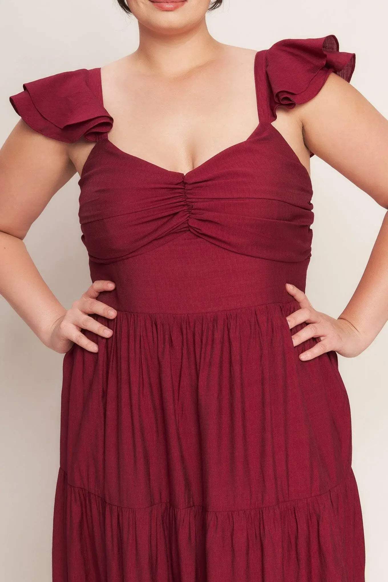 SUMMER MILK DEEP RED WOVEN MAXI DRESS - Flying Tomato - Flyclothing LLC