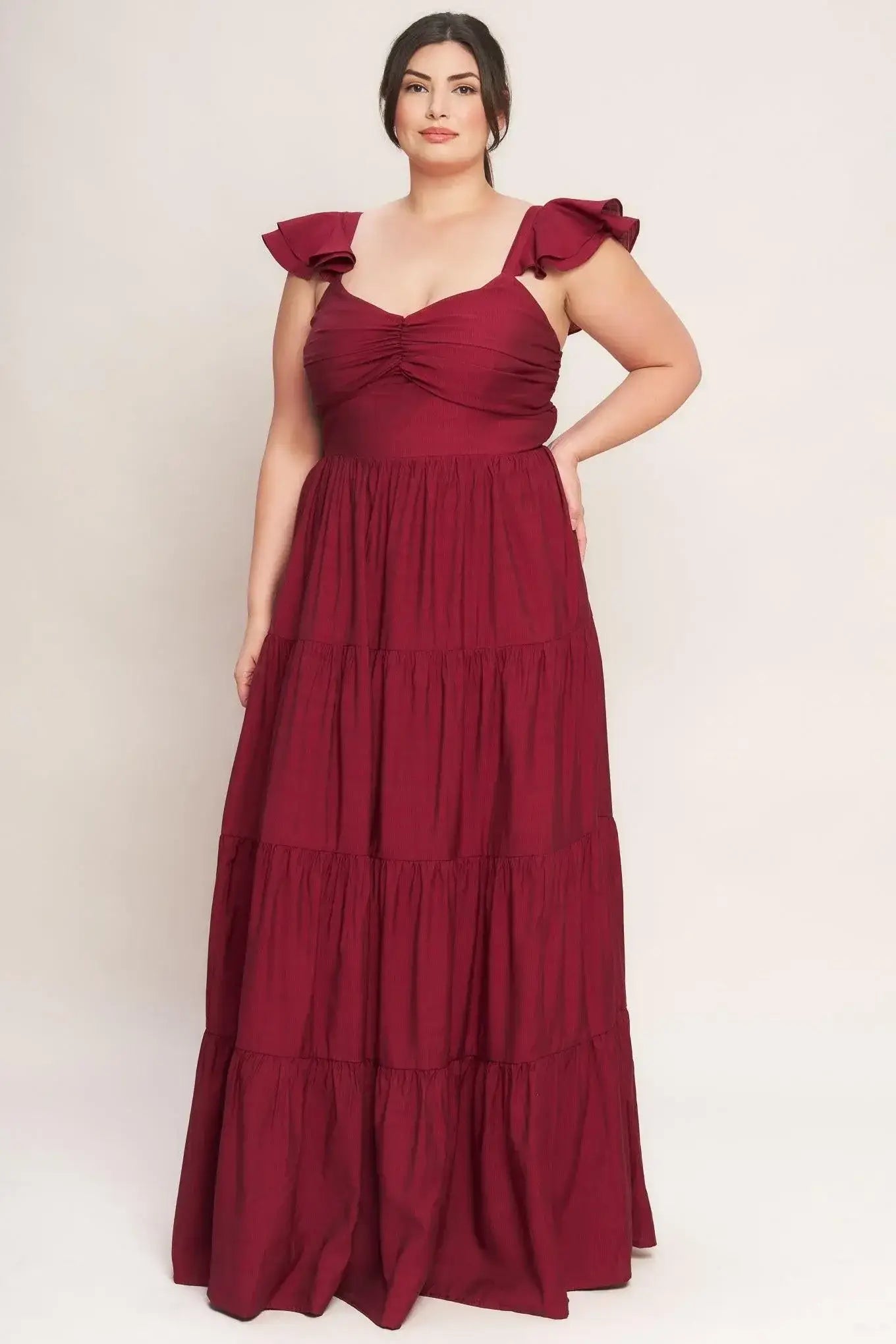 SUMMER MILK DEEP RED WOVEN MAXI DRESS - Flying Tomato - Flyclothing LLC