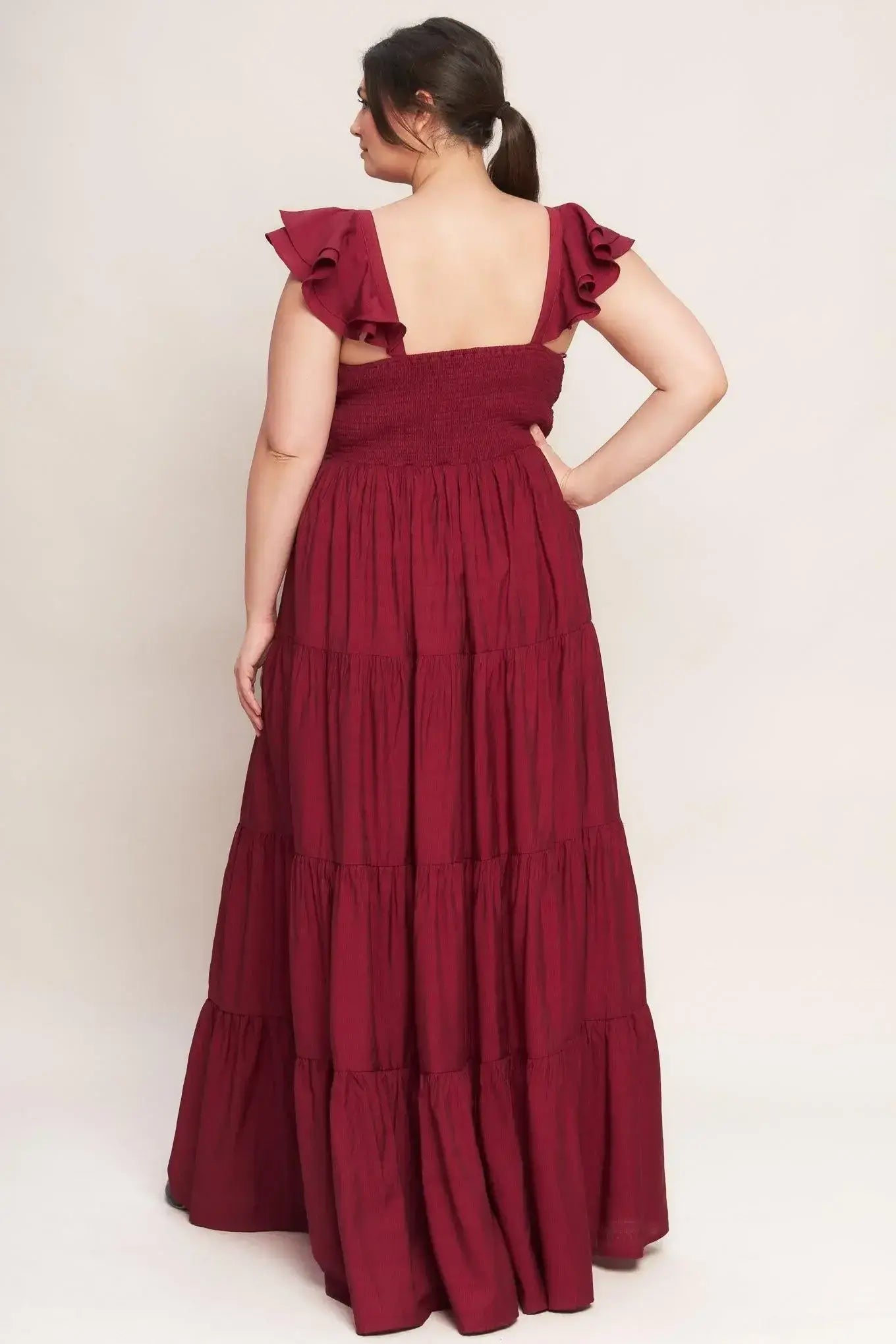 SUMMER MILK DEEP RED WOVEN MAXI DRESS - Flying Tomato - Flyclothing LLC