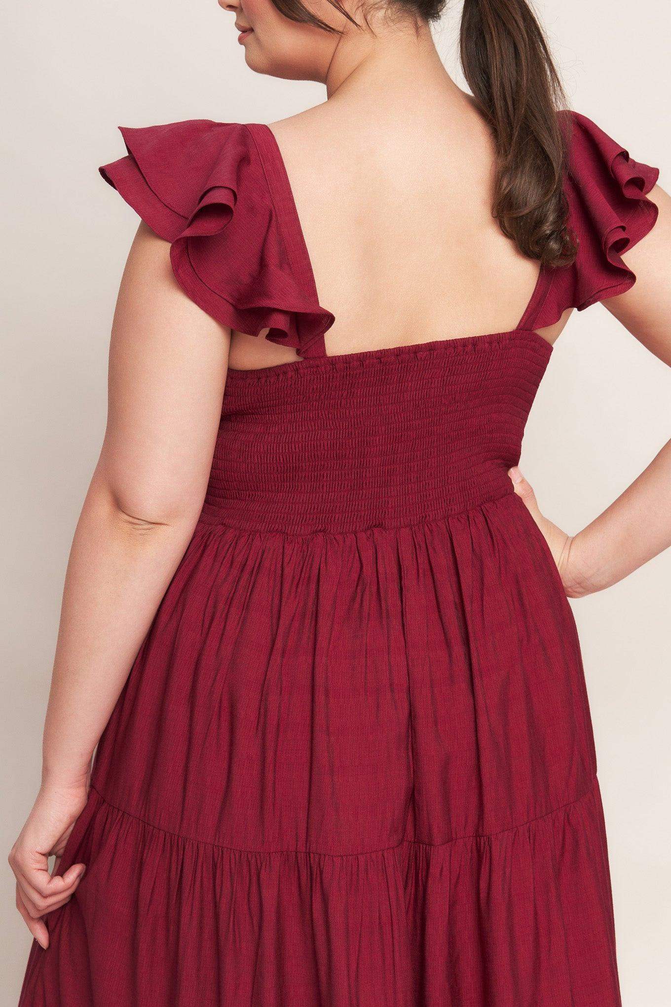 SUMMER MILK DEEP RED WOVEN MAXI DRESS - Flying Tomato - Flyclothing LLC