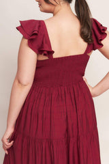 SUMMER MILK DEEP RED WOVEN MAXI DRESS - Flying Tomato - Flyclothing LLC