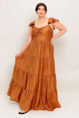 SUMMER MILK RUST WOVEN MAXI DRESS - Flying Tomato - Flyclothing LLC