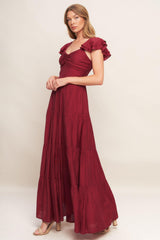 SUMMER MILK DEEP RED WOVEN MAXI DRESS - Flying Tomato - Flyclothing LLC