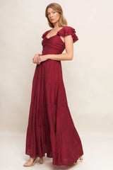 SUMMER MILK DEEP RED WOVEN MAXI DRESS - Flying Tomato - Flyclothing LLC