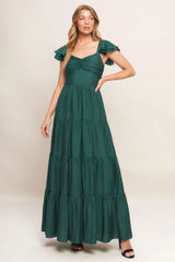 SUMMER MILK FOREST GREEN WOVEN MAXI DRESS - Flying Tomato - Flyclothing LLC