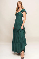 SUMMER MILK FOREST GREEN WOVEN MAXI DRESS - Flying Tomato - Flyclothing LLC