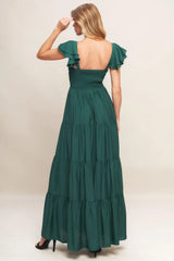 SUMMER MILK FOREST GREEN WOVEN MAXI DRESS - Flying Tomato - Flyclothing LLC