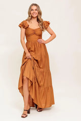 SUMMER MILK RUST WOVEN MAXI DRESS - Flying Tomato - Flyclothing LLC