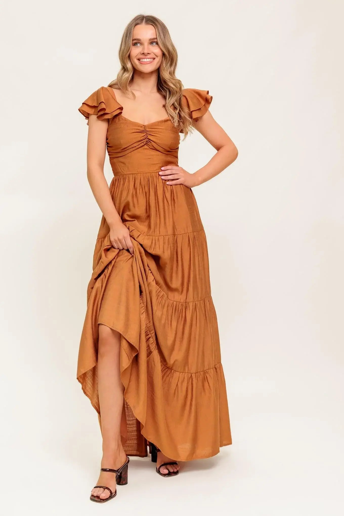 SUMMER MILK RUST WOVEN MAXI DRESS - Flying Tomato - Flyclothing LLC