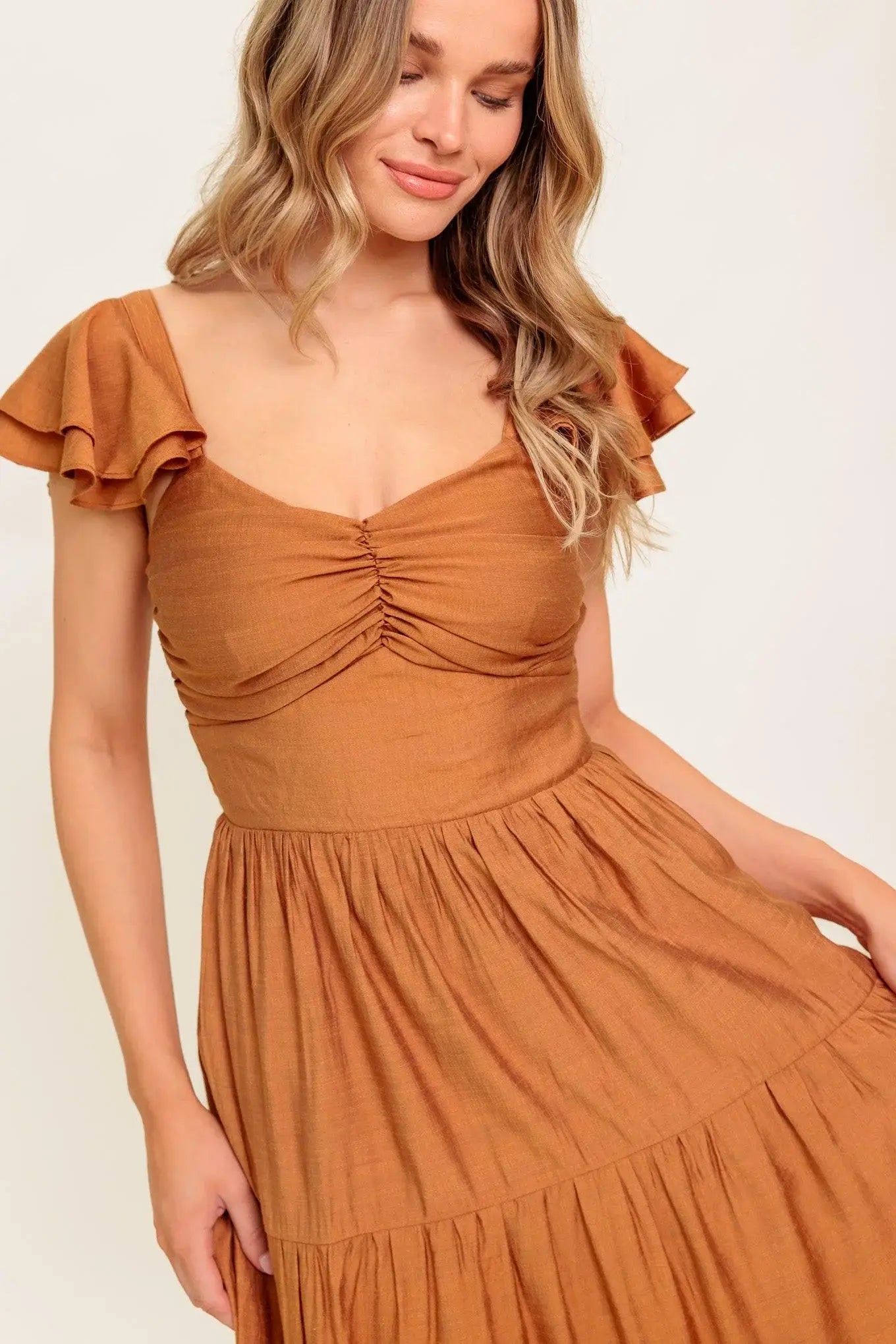 SUMMER MILK RUST WOVEN MAXI DRESS - Flying Tomato - Flyclothing LLC