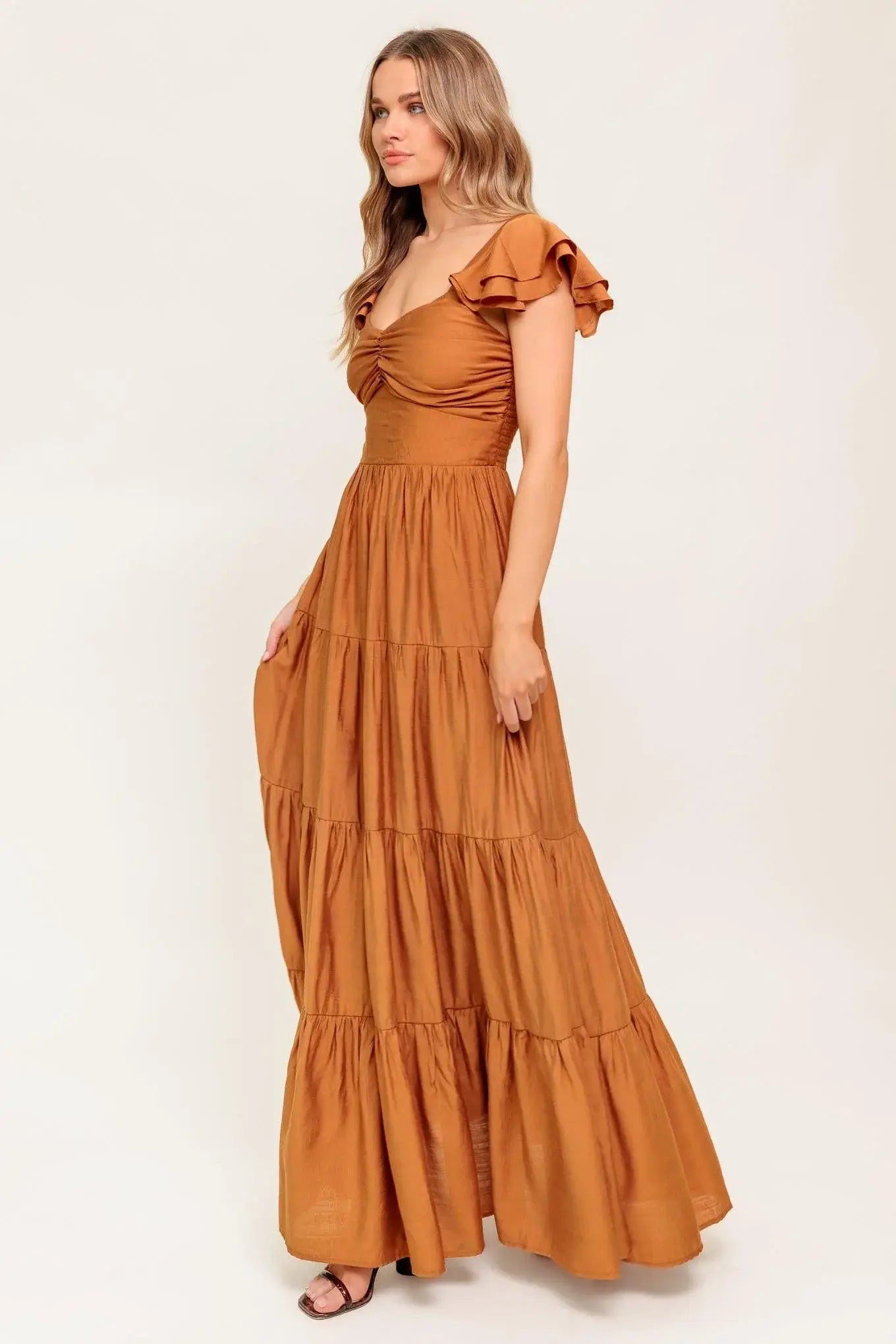 SUMMER MILK RUST WOVEN MAXI DRESS - Flying Tomato - Flyclothing LLC