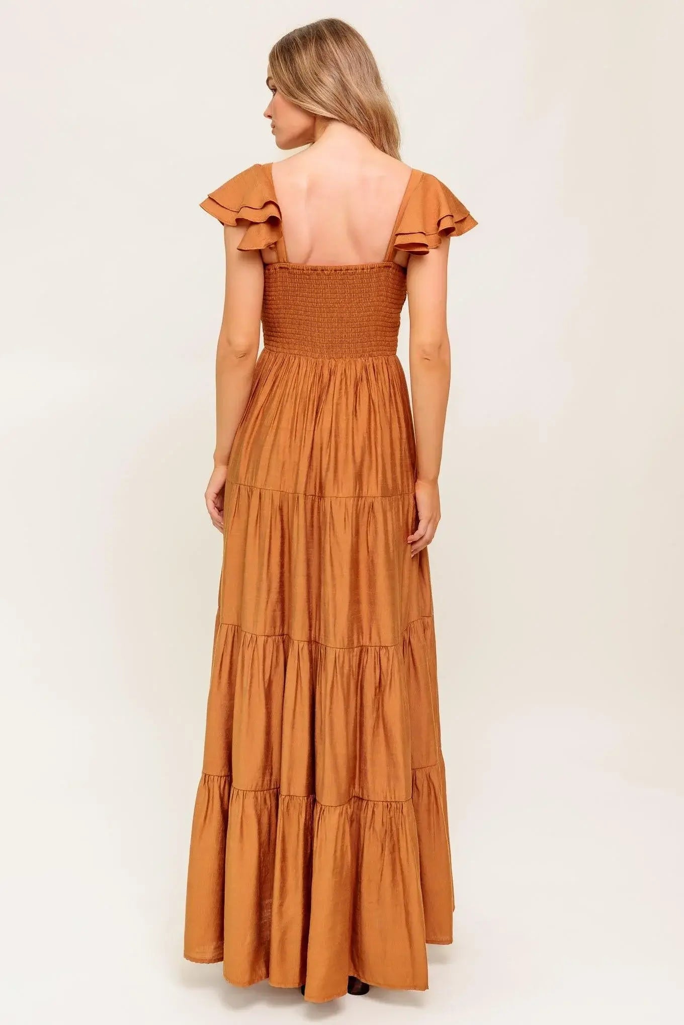 SUMMER MILK RUST WOVEN MAXI DRESS - Flying Tomato - Flyclothing LLC