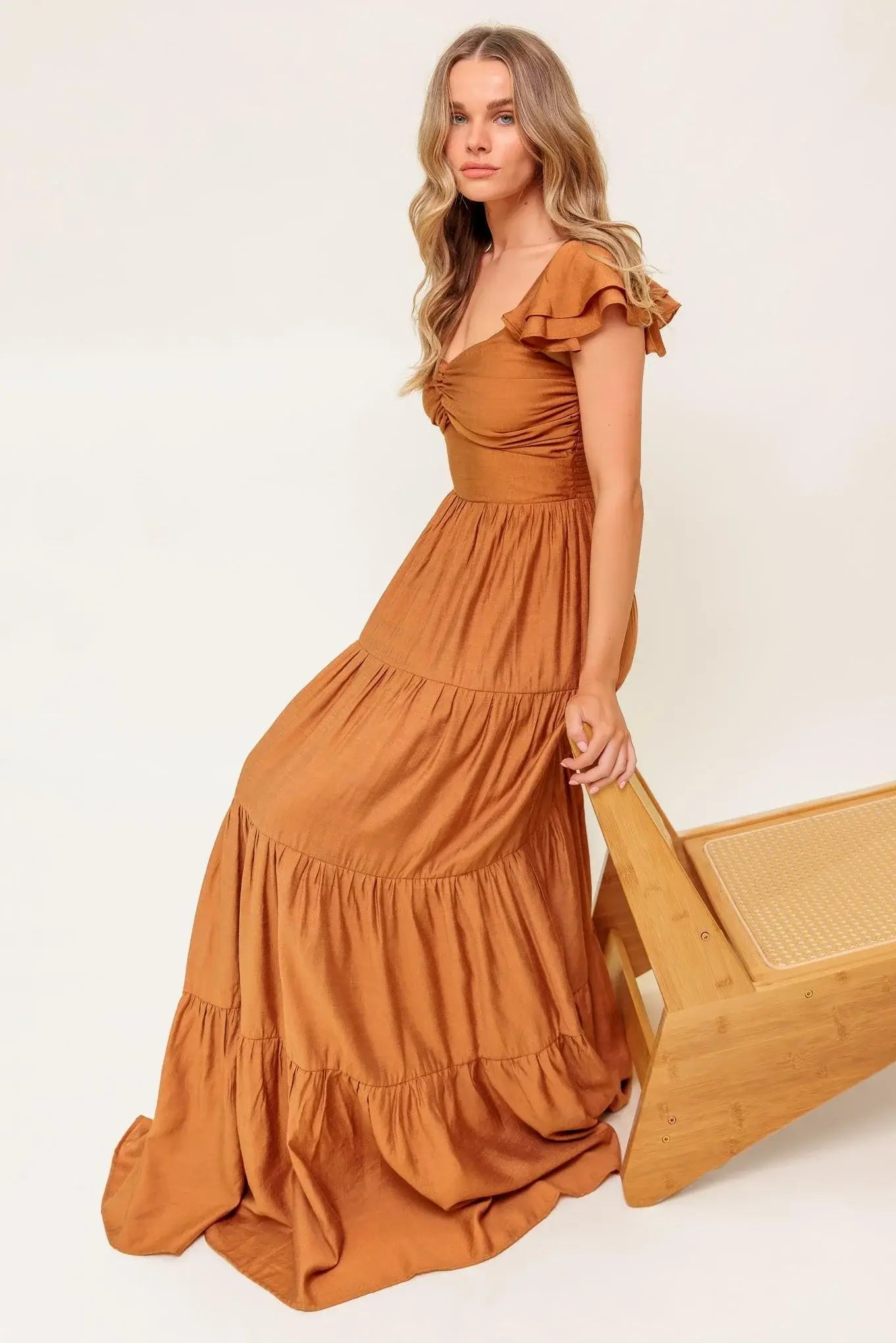 SUMMER MILK RUST WOVEN MAXI DRESS - Flying Tomato - Flyclothing LLC