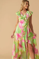 LA BEBE WOVEN SATIN MAXI DRESS - Flying Tomato - Flyclothing LLC