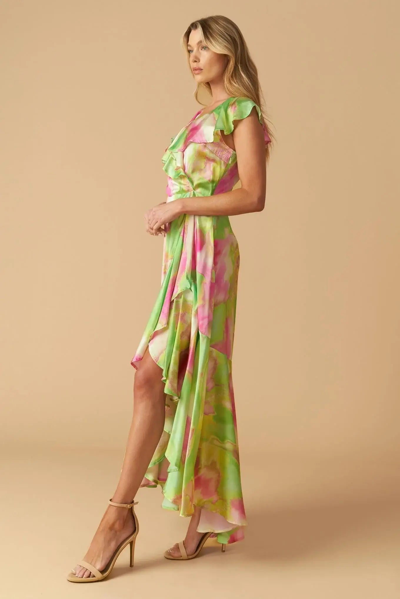 LA BEBE WOVEN SATIN MAXI DRESS - Flying Tomato - Flyclothing LLC