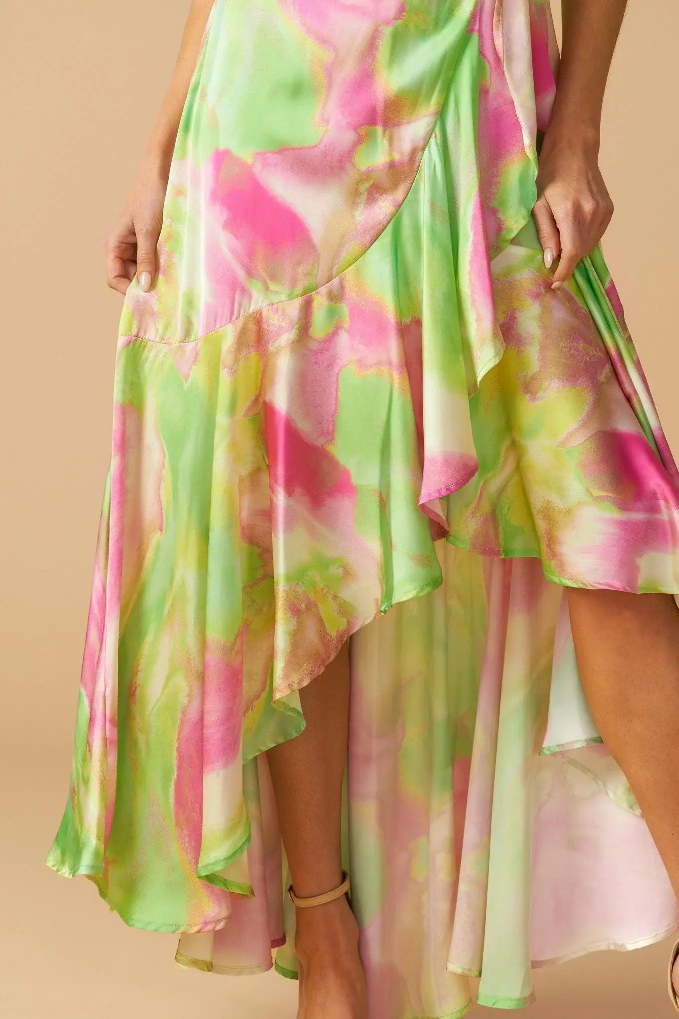 LA BEBE WOVEN SATIN MAXI DRESS - Flying Tomato - Flyclothing LLC