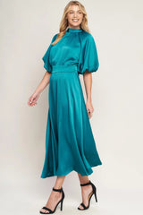 PETAL PROWESS WOVEN MIDI DRESS - Flying Tomato - Flyclothing LLC