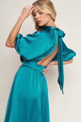 PETAL PROWESS WOVEN MIDI DRESS - Flying Tomato - Flyclothing LLC