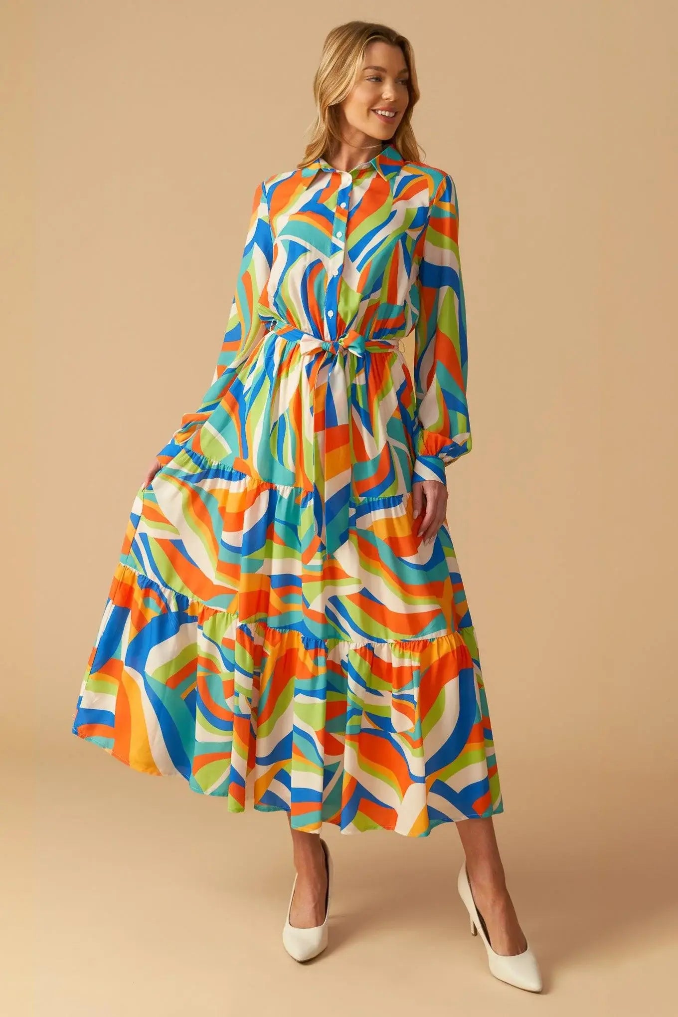 GLAM ATTITUDE WOVEN MIDI SHIRT DRESS - Flying Tomato - Flyclothing LLC