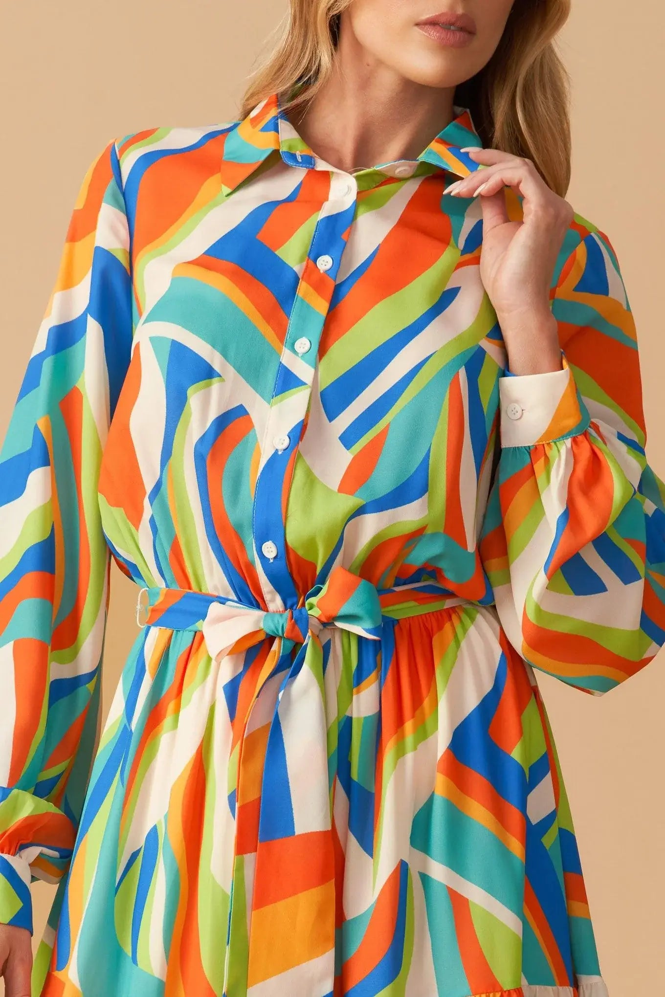 GLAM ATTITUDE WOVEN MIDI SHIRT DRESS - Flying Tomato - Flyclothing LLC