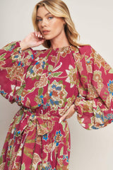 FLORALLY CHIC WOVEN MIDI DRESS - Flying Tomato - Flyclothing LLC