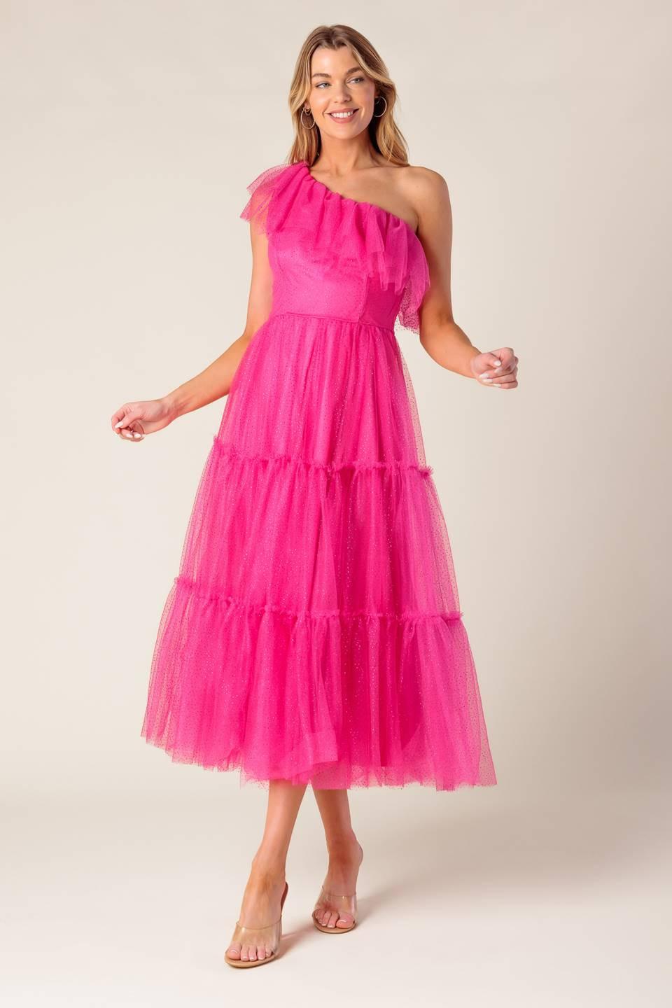 SOME FRESH AIR FUCHSIA TULLE MIDI DRESS - Flying Tomato - Flyclothing LLC