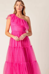 SOME FRESH AIR FUCHSIA TULLE MIDI DRESS - Flying Tomato - Flyclothing LLC