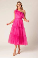 SOME FRESH AIR FUCHSIA TULLE MIDI DRESS - Flying Tomato - Flyclothing LLC