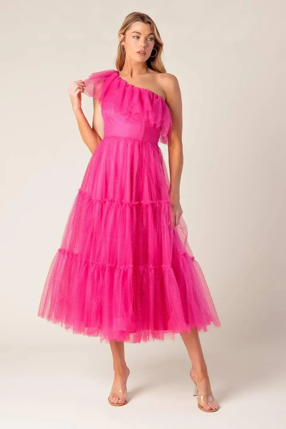 SOME FRESH AIR FUCHSIA TULLE MIDI DRESS - Flying Tomato - Flyclothing LLC