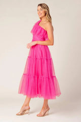 SOME FRESH AIR FUCHSIA TULLE MIDI DRESS - Flying Tomato - Flyclothing LLC