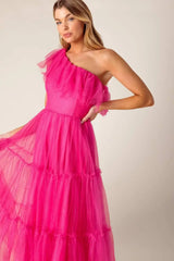 SOME FRESH AIR FUCHSIA TULLE MIDI DRESS - Flying Tomato - Flyclothing LLC