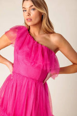 SOME FRESH AIR FUCHSIA TULLE MIDI DRESS - Flying Tomato - Flyclothing LLC