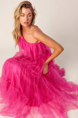 SOME FRESH AIR FUCHSIA TULLE MIDI DRESS - Flying Tomato - Flyclothing LLC
