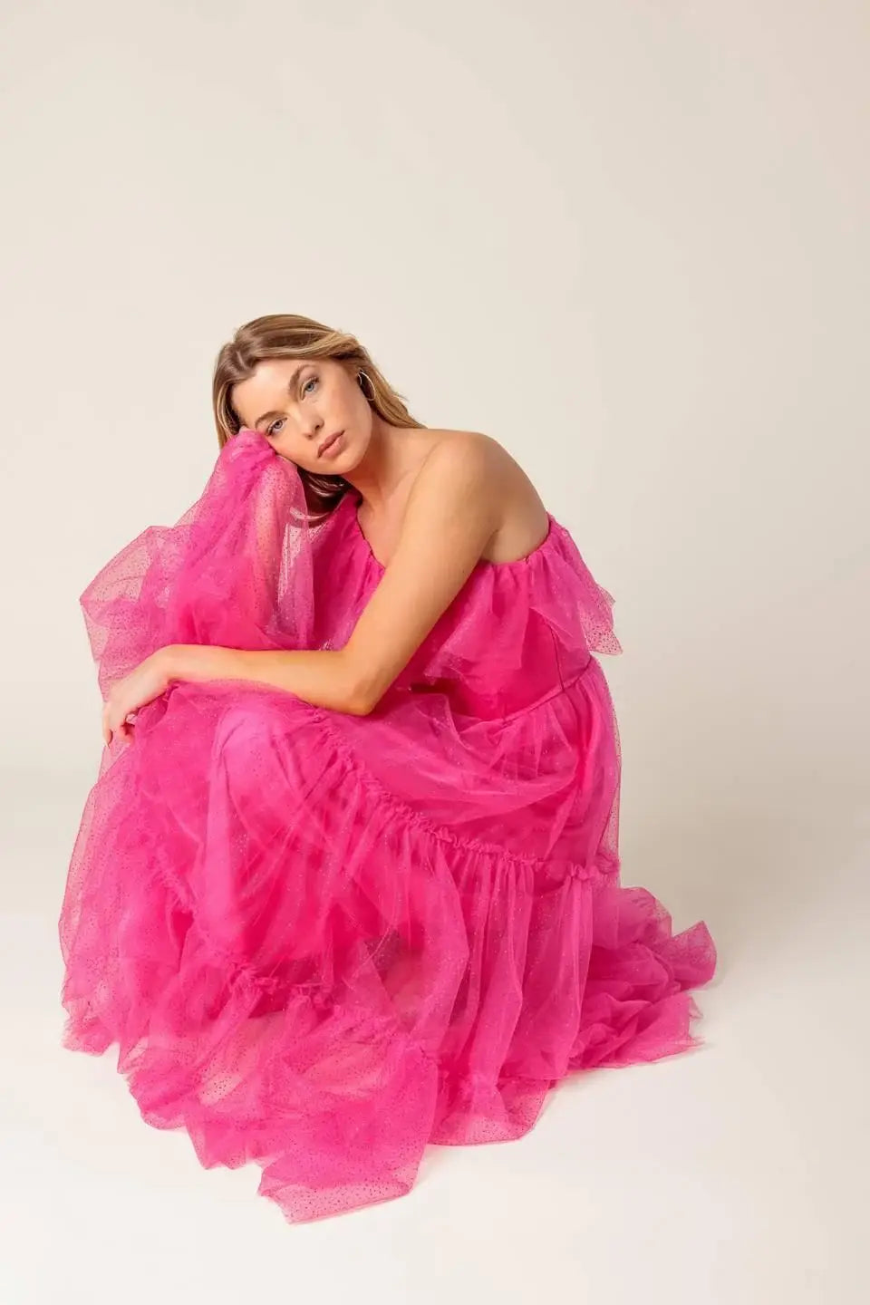 SOME FRESH AIR FUCHSIA TULLE MIDI DRESS - Flying Tomato - Flyclothing LLC