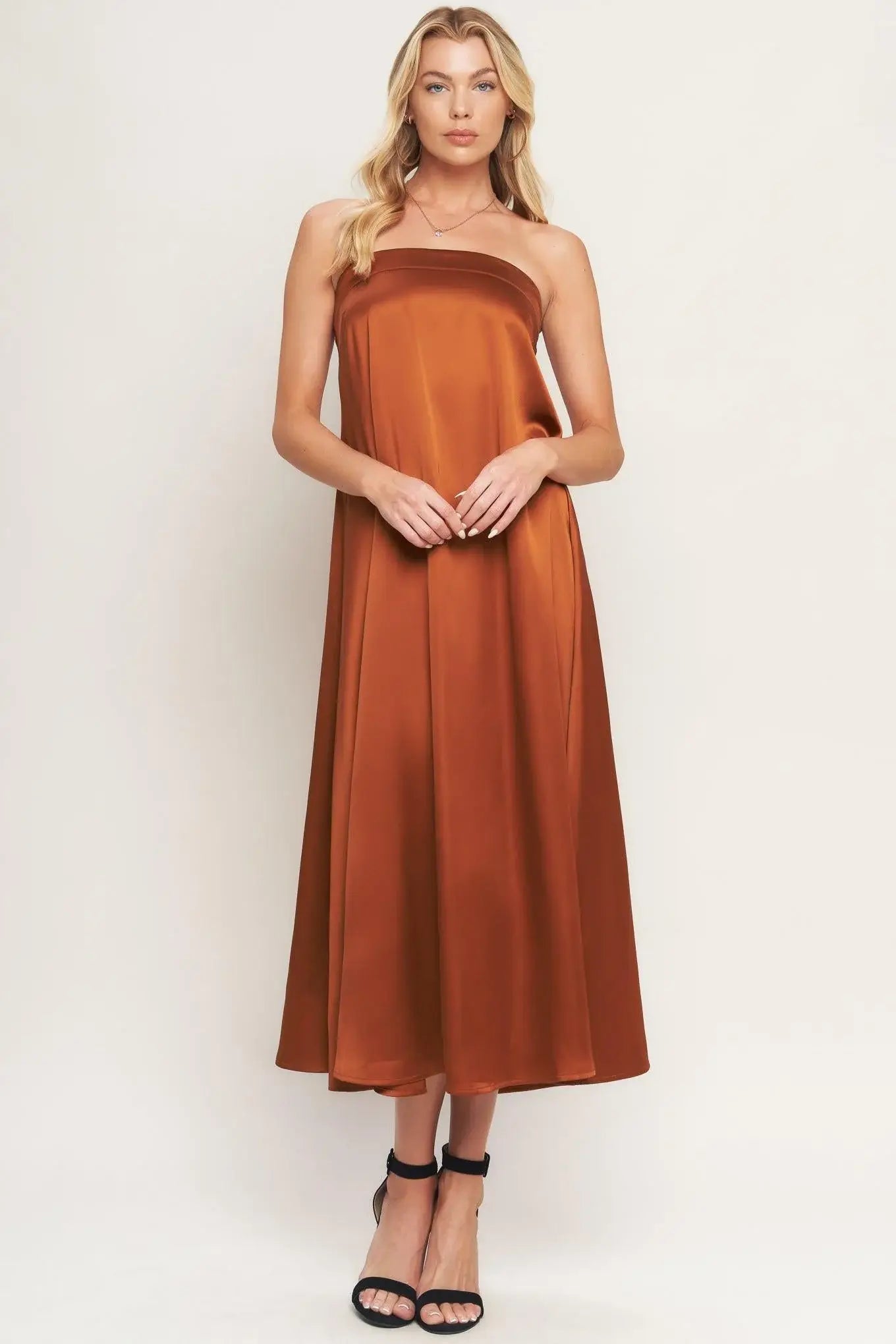 FROSTY ELEGANCE WOVEN MIDI DRESS - Flying Tomato - Flyclothing LLC