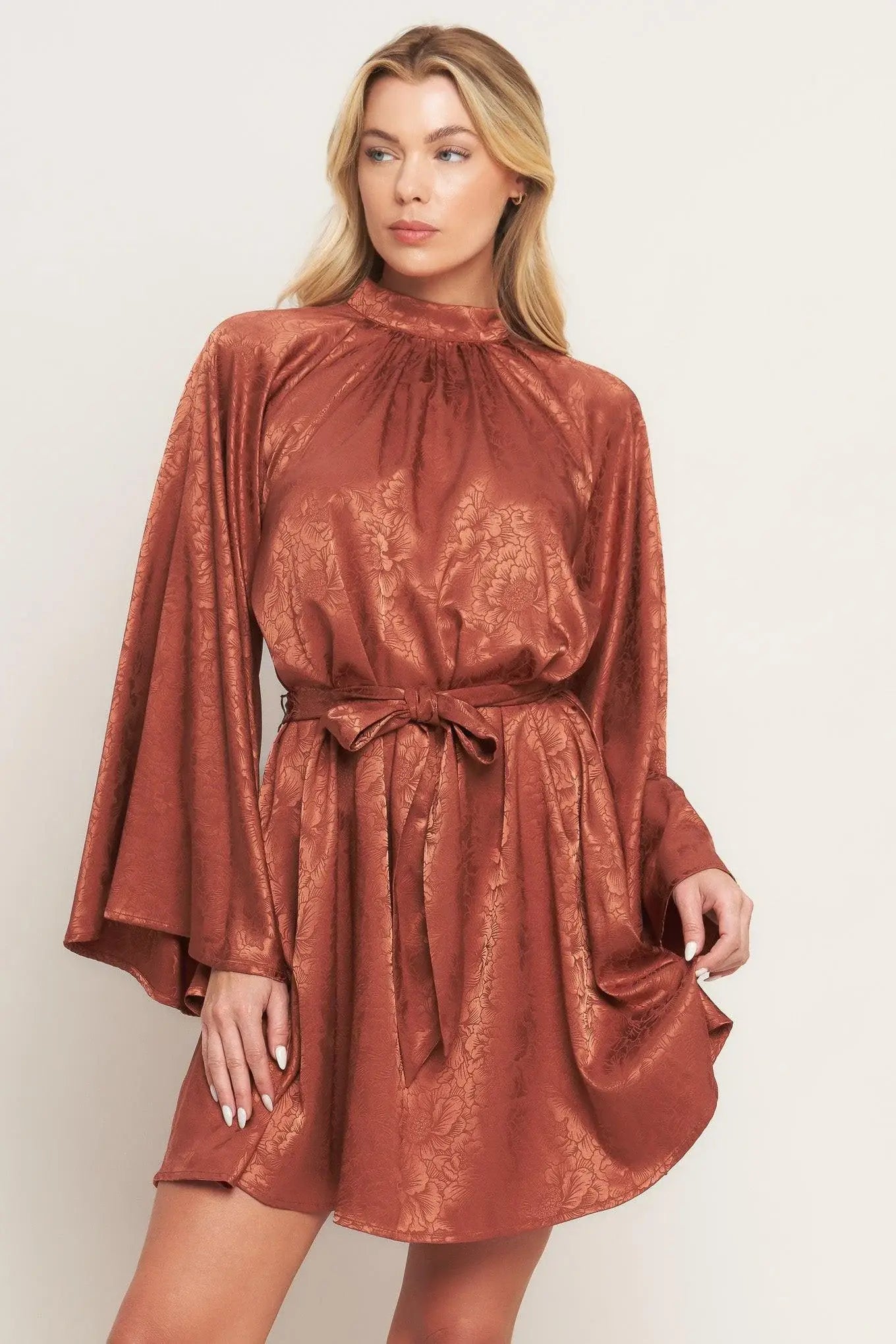 BY ANY MEANS WOVEN SATIN MINI DRESS - Flying Tomato - Flyclothing LLC