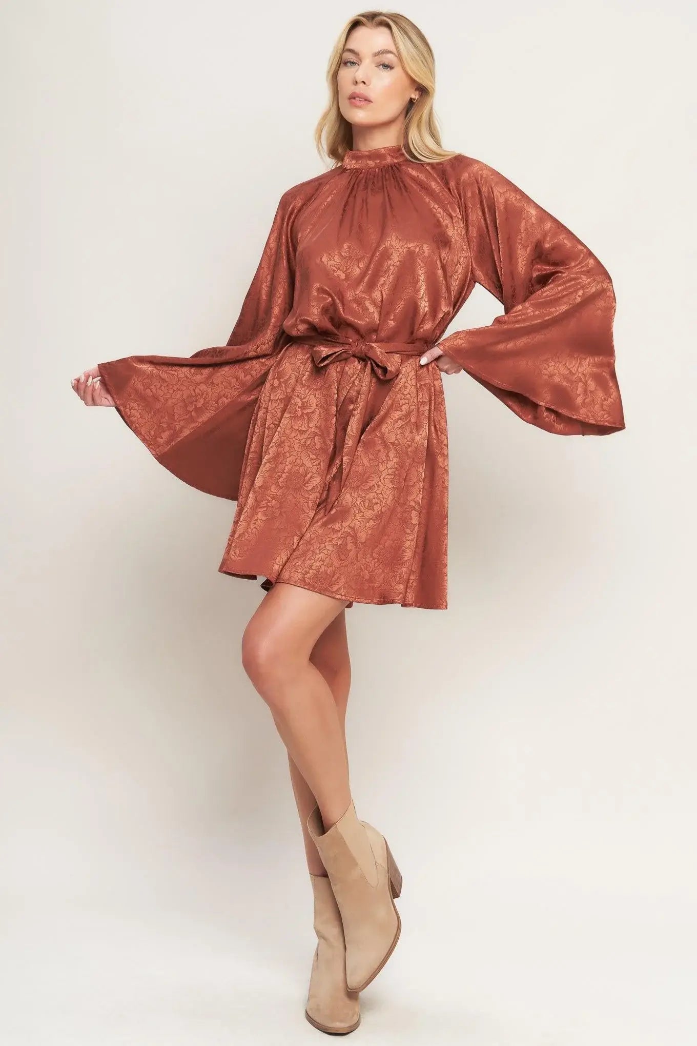 BY ANY MEANS WOVEN SATIN MINI DRESS - Flying Tomato - Flyclothing LLC
