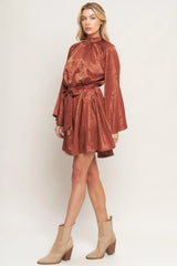 BY ANY MEANS WOVEN SATIN MINI DRESS - Flying Tomato - Flyclothing LLC
