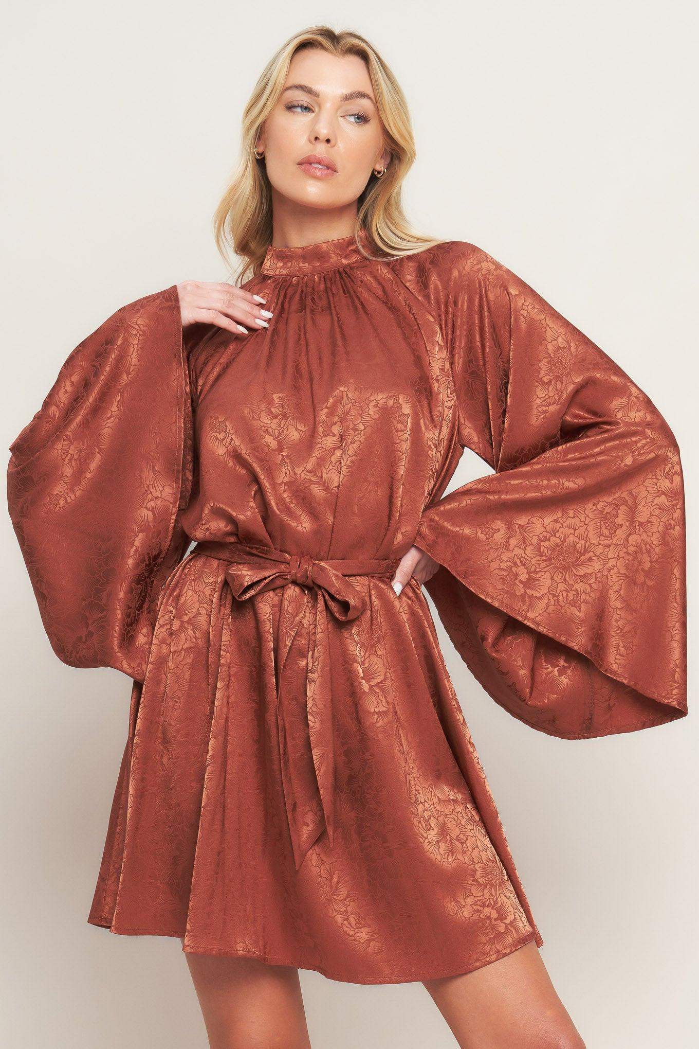 BY ANY MEANS WOVEN SATIN MINI DRESS - Flying Tomato - Flyclothing LLC