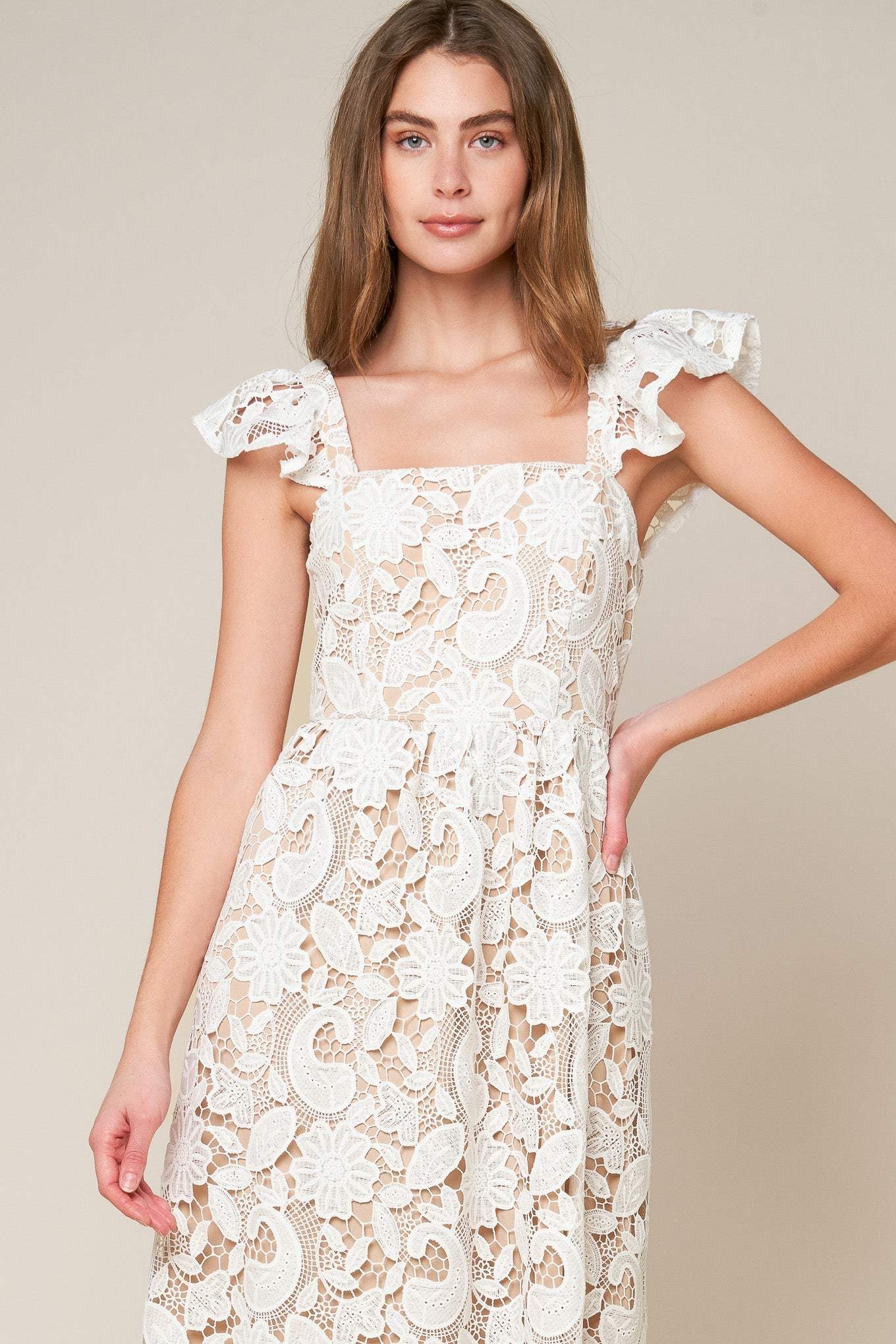 STILL THINKING LACE MIDI DRESS - Flying Tomato - Flyclothing LLC
