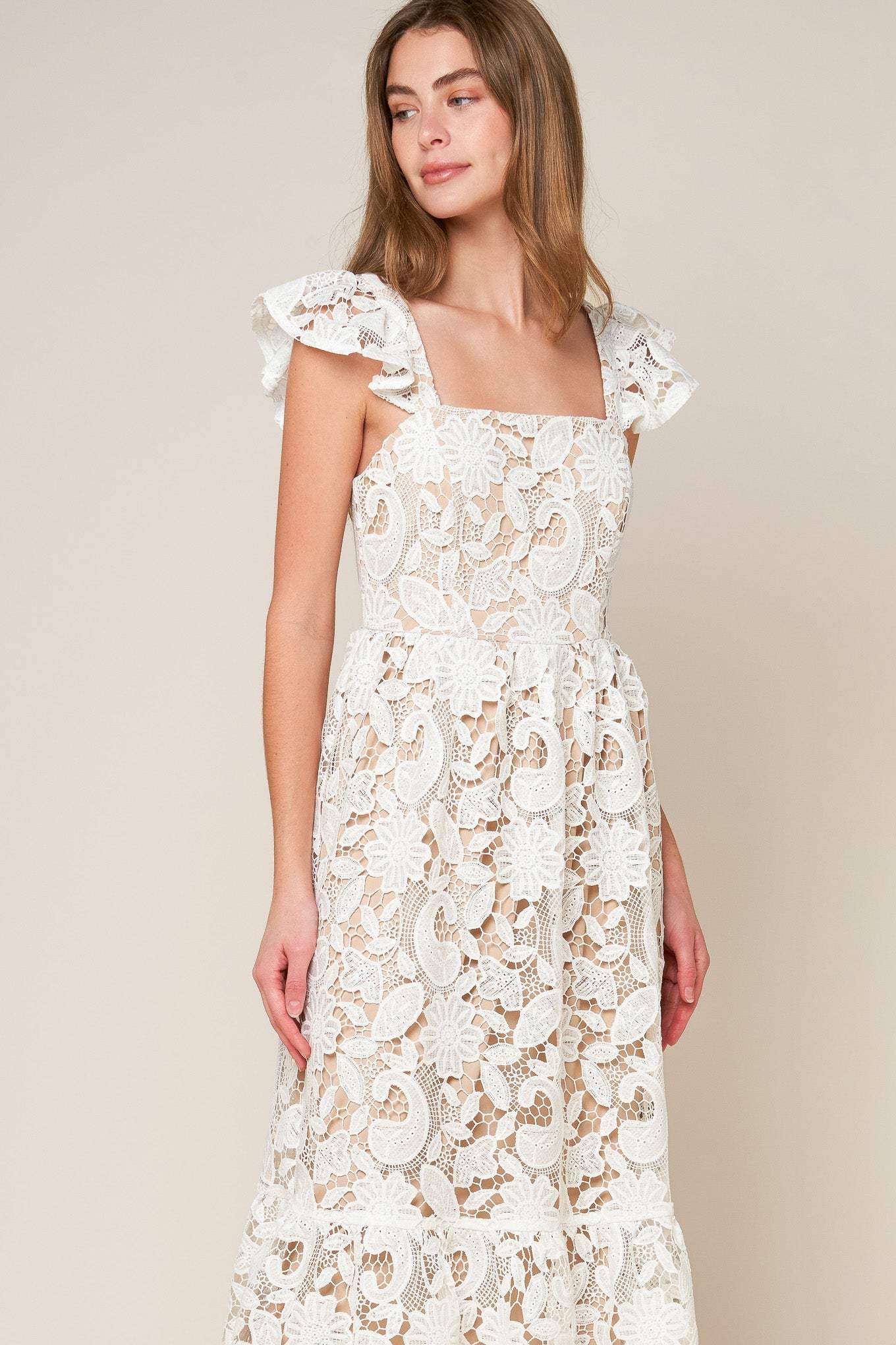 STILL THINKING LACE MIDI DRESS - Flying Tomato - Flyclothing LLC