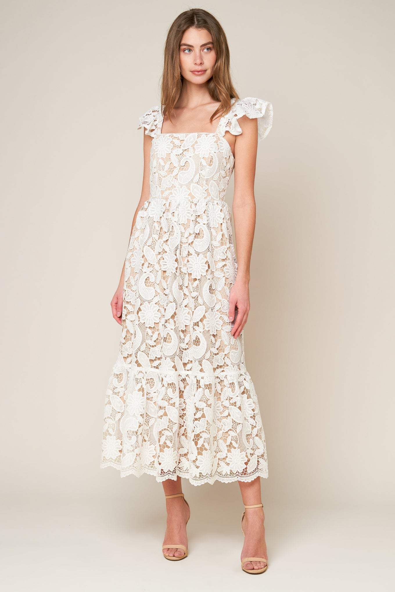 STILL THINKING LACE MIDI DRESS - Flying Tomato - Flyclothing LLC