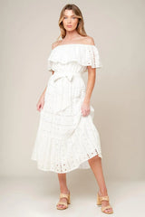 CATCHING MY BREATH EYELET MIDI DRESS - Flying Tomato - Flyclothing LLC