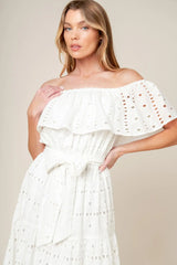 CATCHING MY BREATH EYELET MIDI DRESS - Flying Tomato - Flyclothing LLC