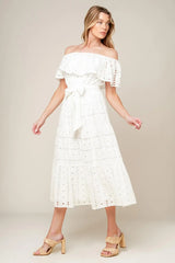 CATCHING MY BREATH EYELET MIDI DRESS - Flying Tomato - Flyclothing LLC