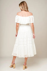 CATCHING MY BREATH EYELET MIDI DRESS - Flying Tomato - Flyclothing LLC